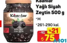 KAANLAR YAĞLI SİYAH ZEYTİN 500 G M 261-290 KAL. 500 G